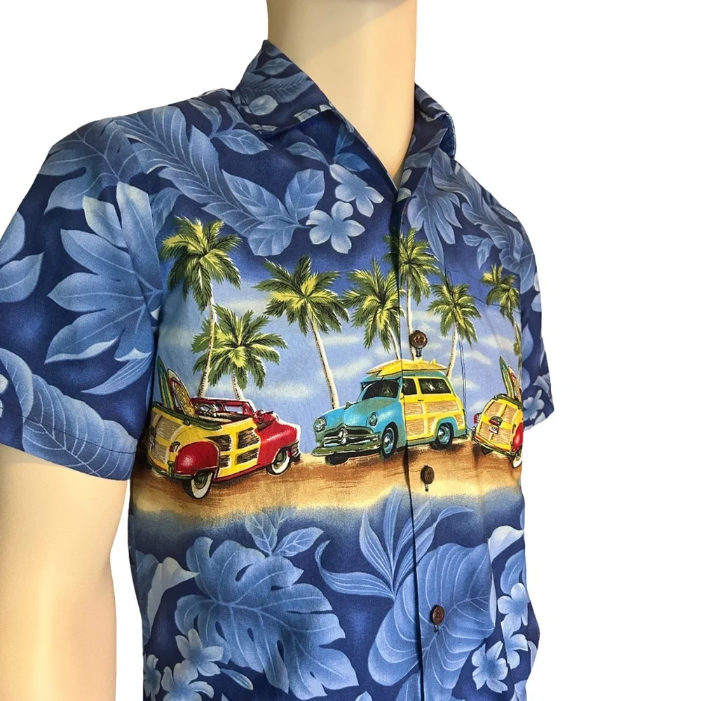 AL HA Republic Hawaiian Shirt Tiki Vintage 90s Chemise Woody Wagons Surf Boards - Picture 3 of 15